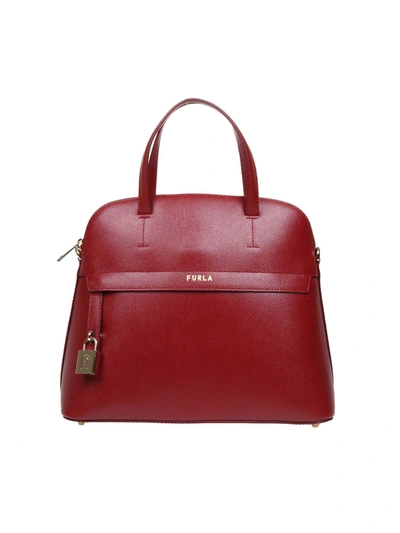 Furla Piper M Handbag In Red Leather In Cherry
