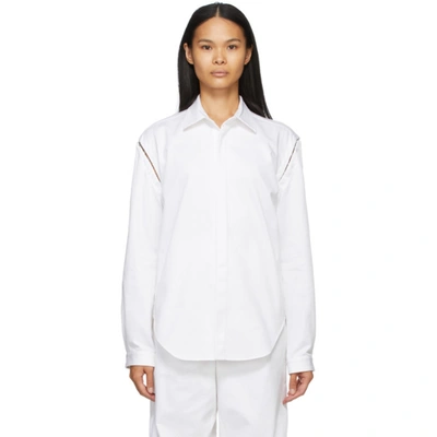 Dion Lee Semi Detach Sleeve Cotton Twill Shirt In White