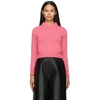 ALEXANDER MCQUEEN PINK CASHMERE CROPPED SWEATER