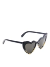 Saint Laurent Loulou 012 Leopard And Black Heart Sunglasses In Black