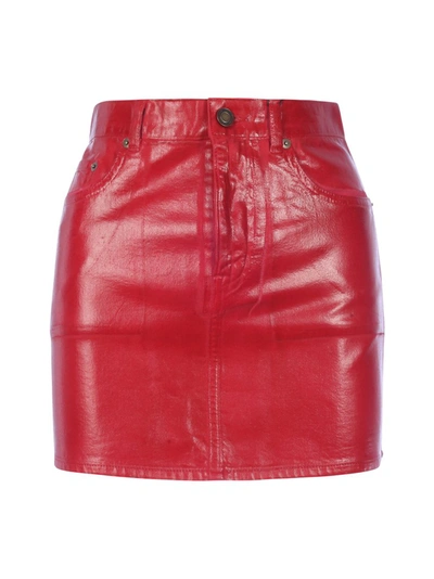 Saint Laurent Denim Skirts In Red