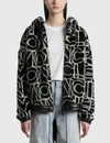 MONCLER ALL OVER GRAPHIC MONCLER SHEARLING ZIP JACKET