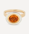 ALICE CICOLINI 14CT GOLD SILVER TILE OVAL HESSONITE GARNET RING,000720883