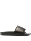 Heron Preston Logo-debossed Open-toe Slides In Black