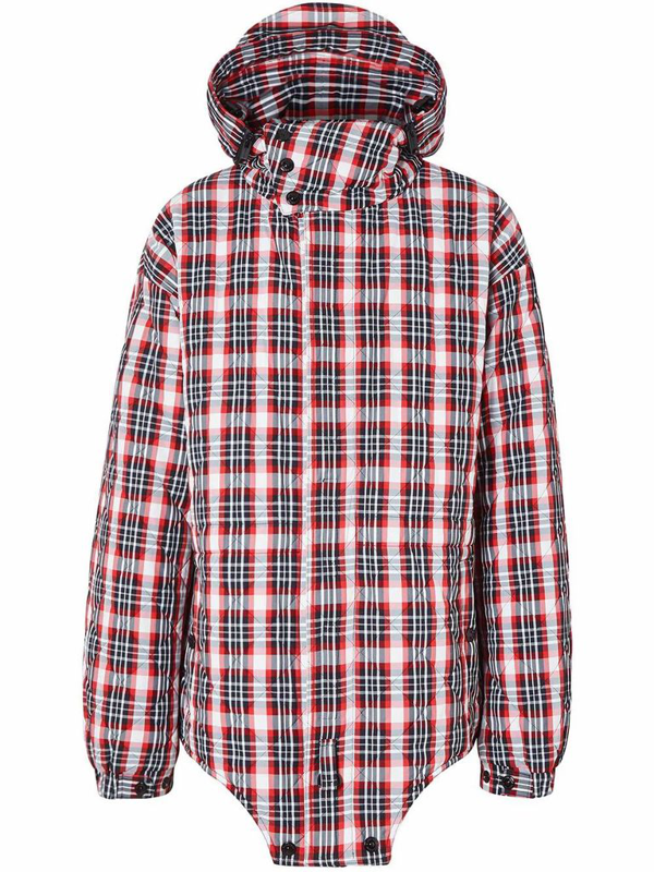 Burberry hooded check jacket - Red