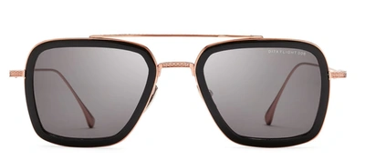 Dita Flight.006 Black Rose Gold Navigator Sunglasses In Dark Gray