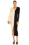 Staud Shoko Color Block Ribbed Sweater Dress In Buff & Black