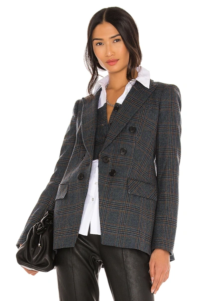 Veronica Beard Yareli Plaid Wool Jacket In Navy Multi