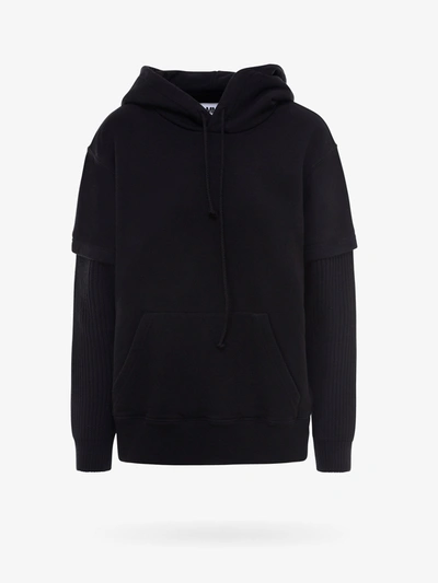 Mm6 Maison Margiela Layered Ribbed-knit And Cotton-jersey Hoodie In Black