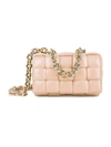 Bottega Veneta The Chain Cassette Padded Leather Shoulder Bag In Almond