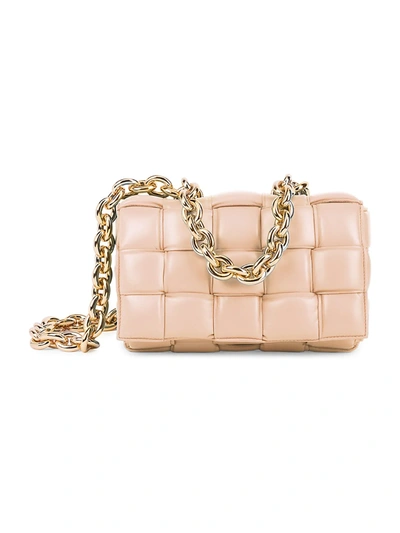 Bottega Veneta The Chain Cassette Padded Leather Shoulder Bag In Almond