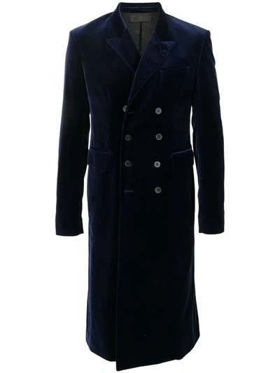 Haider Ackermann Velvet-effect Double-breasted Coat In Blue