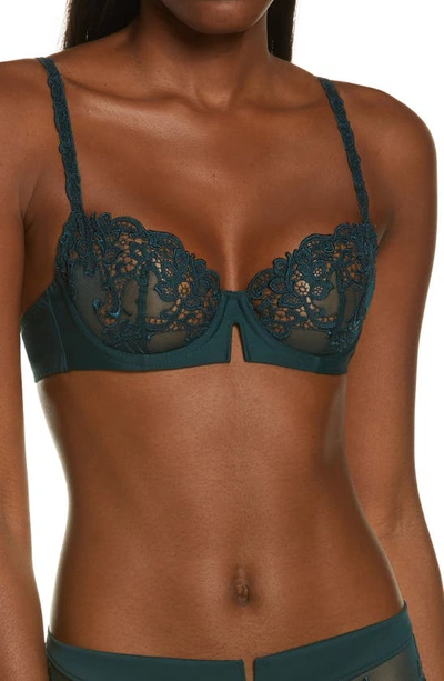 Simone Perele Embroidered Saga Half-cup Bra In Peacock