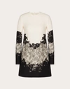 Valentino Lace-trimmed Virgin Wool & Silk Mini Dress In Black/ivory