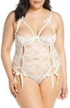 Oh La La Cheri Zara Underwire Open Cup Open Gusset Lace Teddy In White