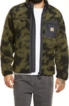 Carhartt Stand-up Collar Fleece Sweatshirt In Camo Blur Green