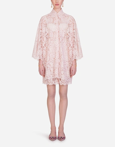 Dolce & Gabbana Boxy-fit Lace Blouse In Rosa