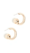 KENNETH JAY LANE 1 GOLD HOOPS WITH BALL END POST EARRINGS"