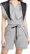 3.1 Phillip Lim Hooded Satin-trimmed Cotton-jersey Tank In Grey Melange
