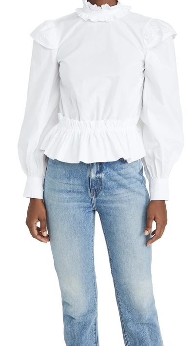 Ganni Cotton Poplin Blouse In White