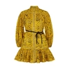 Zimmermann Lulu Belted Ruffled Printed Cotton Mini Dress In Yellow