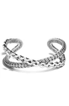 John Hardy Silver Asli Classic Chain Link Crossover 21.5mm Medium Cuff In Silver