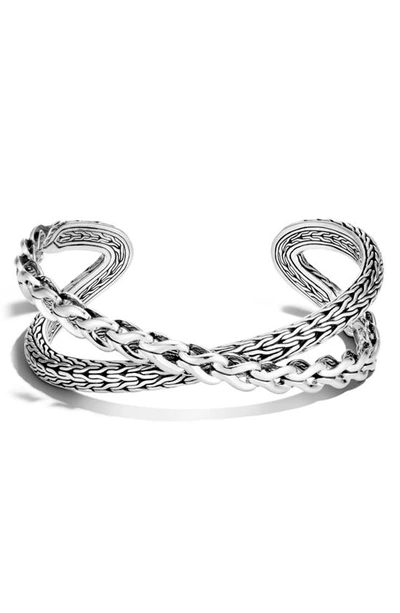 John Hardy Silver Asli Classic Chain Link Crossover 21.5mm Medium Cuff