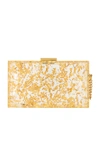 Olga Berg Carmella Metallic Foil Box Clutch In Gold