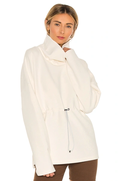 Varley Barton Sweat Funnel Neck Pullover Sweatshirt In White