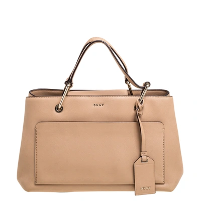 Pre-owned Dkny Beige Leather Front Pocket Tote