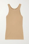 Totême Espera Ribbed Stretch Organic Cotton Tank In Tan