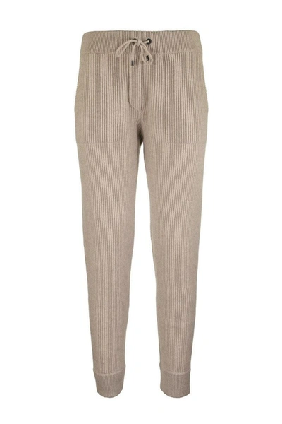 Brunello Cucinelli Ribbed Cashmere Track Trousers In Light Beige