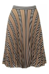 BURBERRY BURBERRY LOGO AND STRIPE PRINT CREPE PLEATED SKIRT