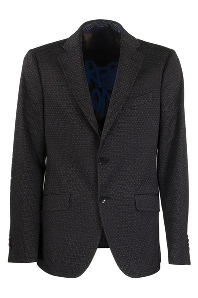 Etro Wool End Cotton Jacket Blazer In Black