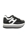 Hogan Woman Sneakers Black Size 4 Soft Leather In Black/white