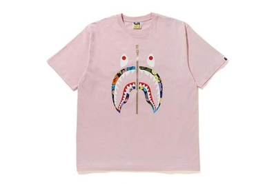 Pre-owned Bape  Multi Camo Shark Relaxed Tee Pink