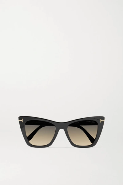 Tom Ford Poppy-02 Cat-eye Acetate Sunglasses In Black