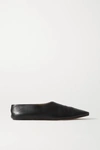 The Row Square-toe Leather Ballerina Flats In Black