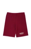 Sporty And Rich East Side Biker-print Stretch-cotton Shorts In Burgundy