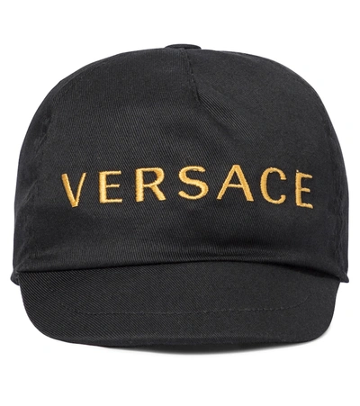 Versace Little Kid's And Kid's Logo Embroidered Baseball Cap In Black