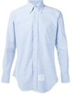 Thom Browne Extra Trim Fit Oxford Shirt With Grosgrain Trim In Blue