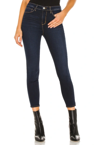 L Agence Margot Velvet High-rise Skinny Ankle Jeans In Denim-drk