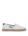 Saint Laurent Embroidered Espadrilles In Canvas Beige In White