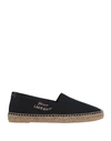 Saint Laurent Canvas Slip-on Espadrilles With Embroidered Logo Detail In Black
