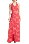 HALSTON HERITAGE KALEIDOSCOPE PRINT HALTER NECK GOWN,3012279