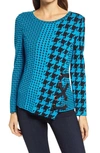 MING WANG HOUNDSTOOTH ASYMMETRICAL SWEATER,M8748F