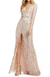 MAC DUGGAL EMBELLISHED LONG SLEEVE EVENING GOWN,5002