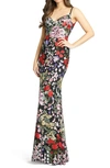 MAC DUGGAL FLORAL EMBROIDERED GOWN,67473