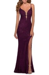 LA FEMME LACE MERMAID GOWN,28556