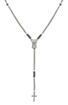 Ettika Cross Lariat Necklace In Silver